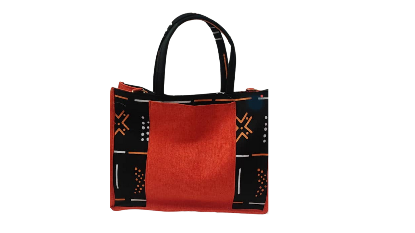 SAC A MAIN MOTIF PAGNE ORANGE